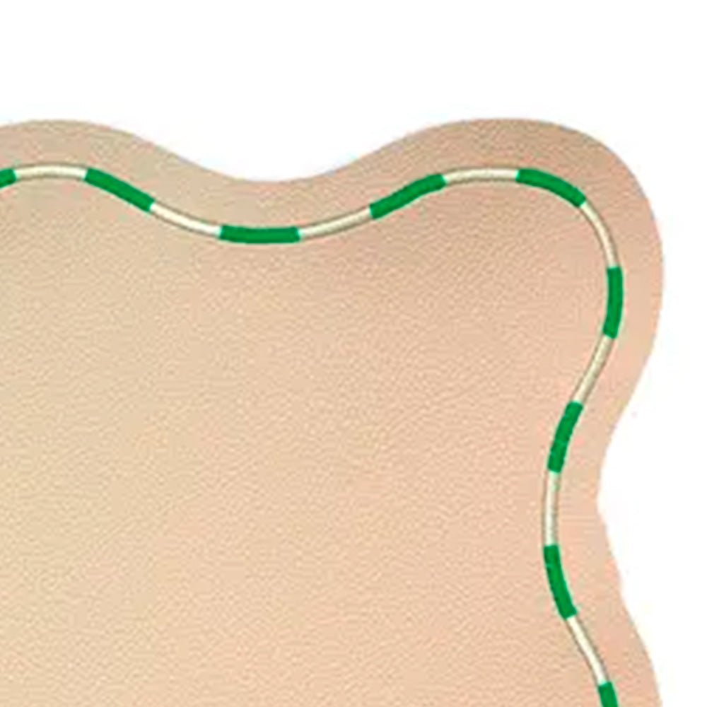 Individual Beige con Bordes Ondulados Verde