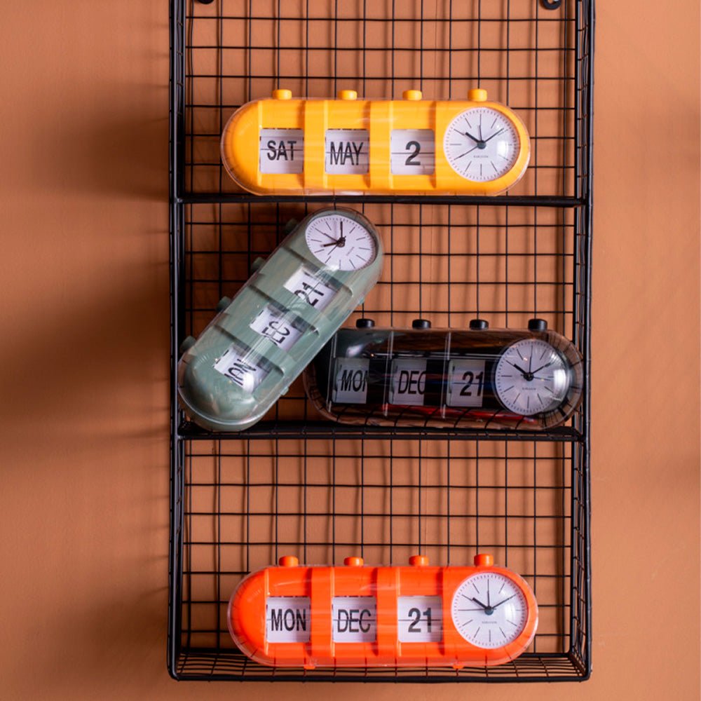 Reloj Despertador Retro Tube Calendar Flip Naranja