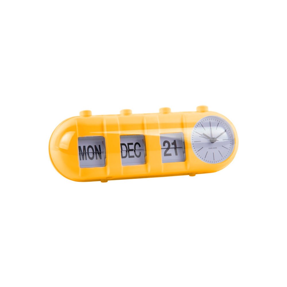 Reloj Despertador Retro Tube Calendar Flip Amarillo