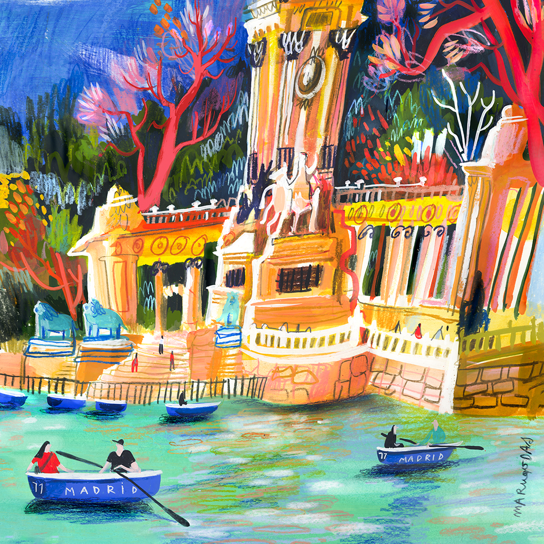 Barcas en el estanque del Retiro Impresión Giclée