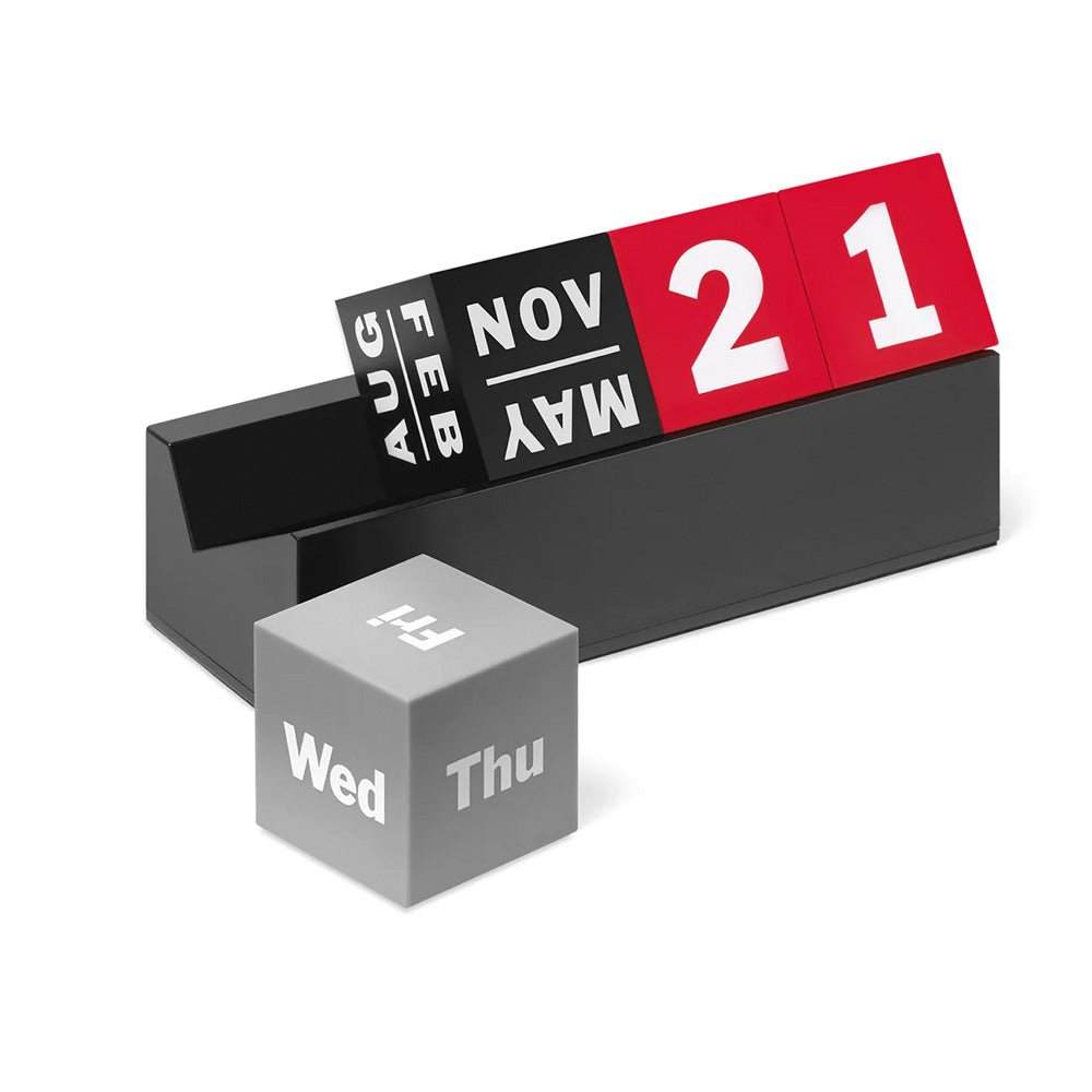 Calendrier perpétuel Cubes - Rouge / Gris / Noir