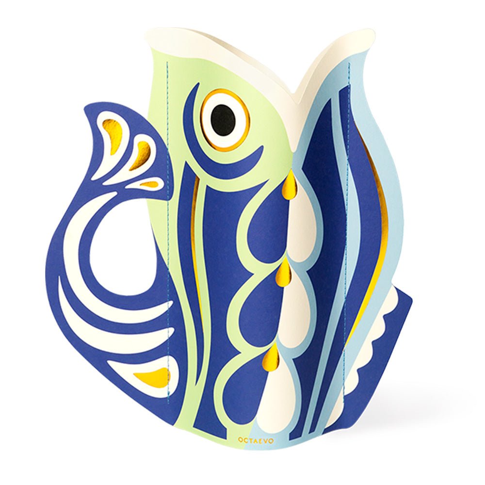 Vase en Papier Poisson Bleu