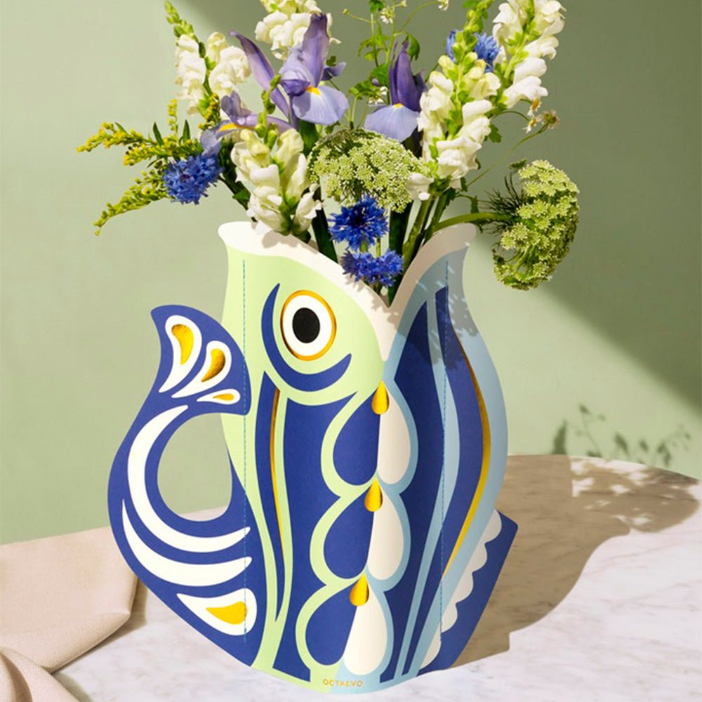 Vase en Papier Poisson Bleu