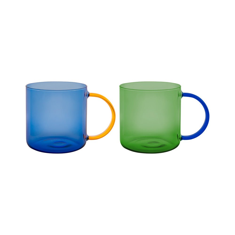 Tazas Cristal Fred Verde - Azul (set de 2)