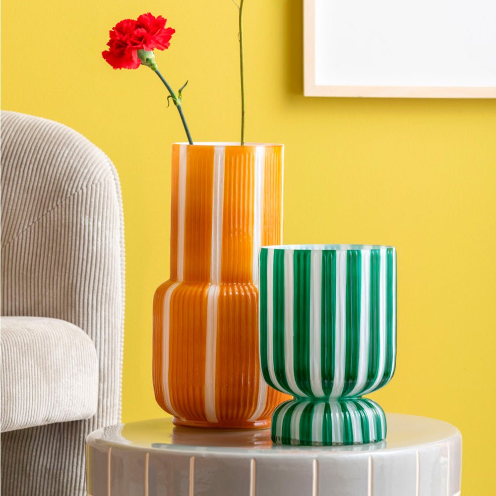 Vase Rayado Retro High Mango Yellow