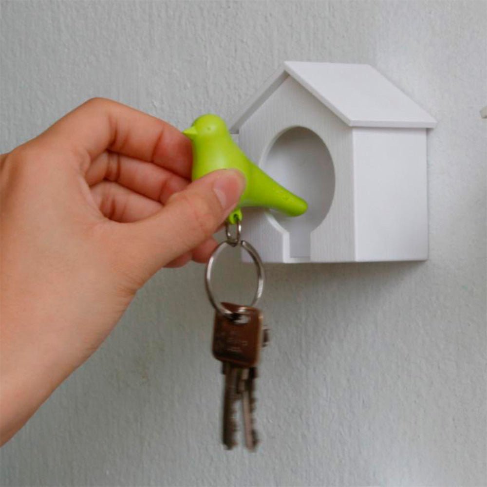 Sparrow Keyring White - Orange