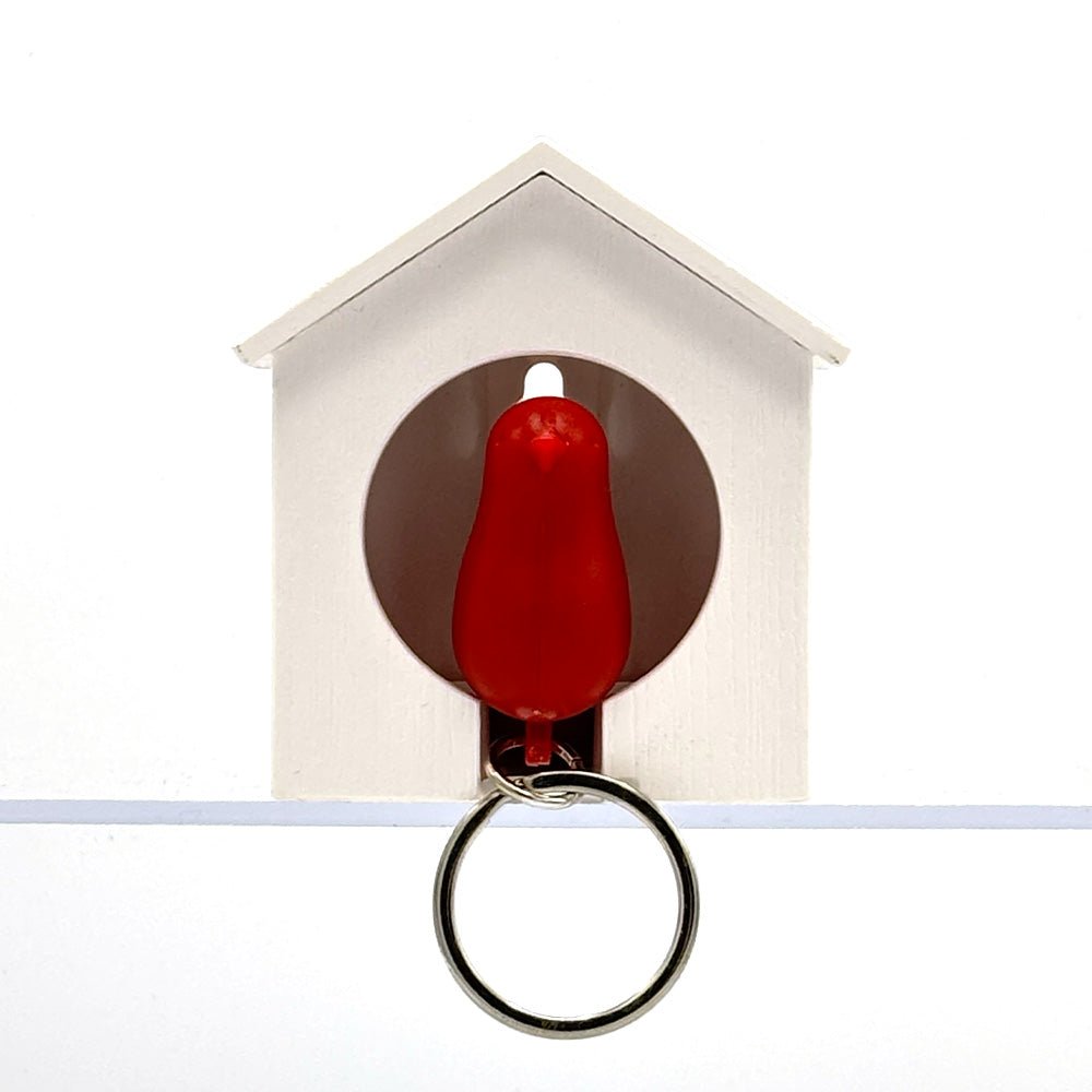 Sparrow Keyring White Red
