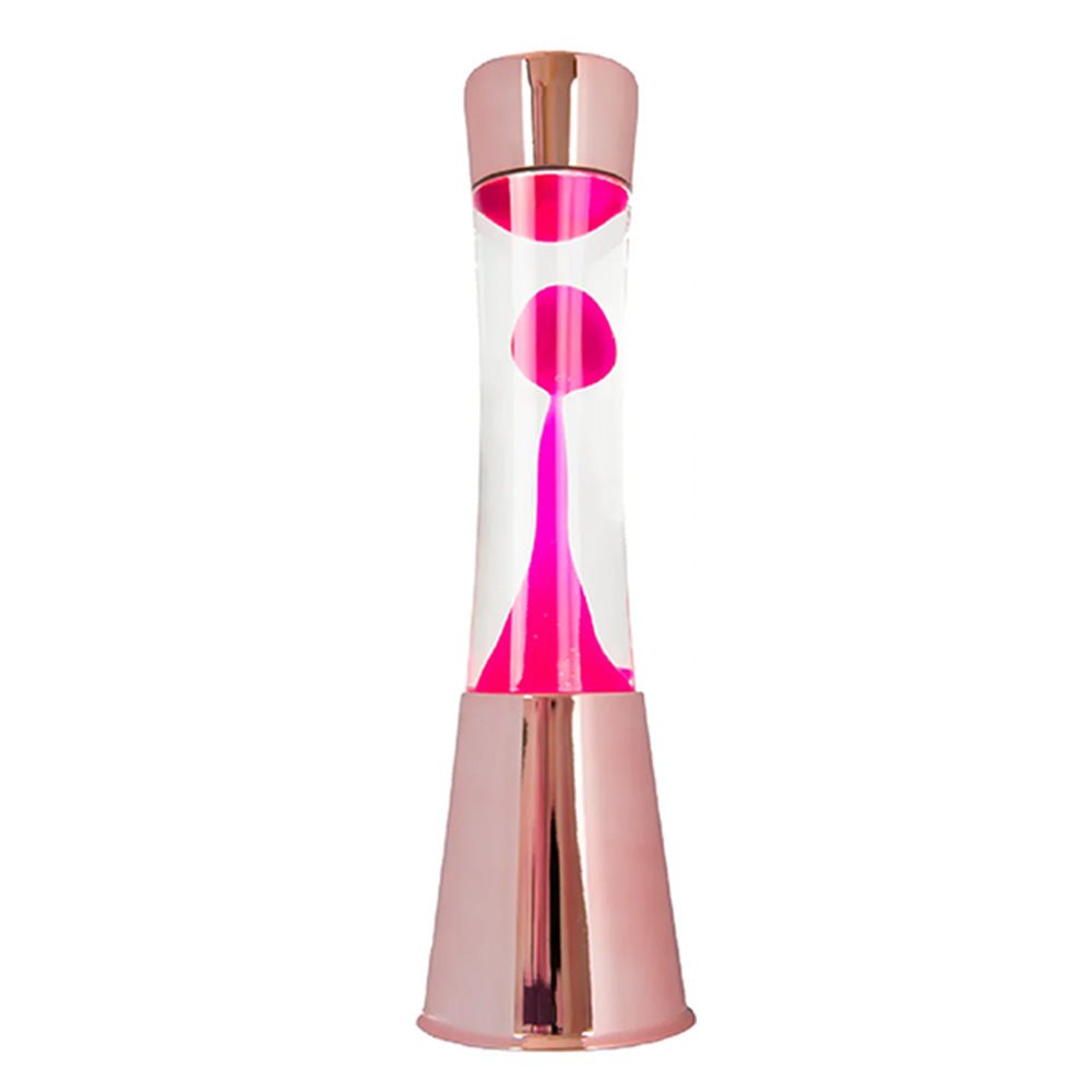 Lámpara de Lava con base Oro Rosa, Líquido Transparente y Lava Magenta