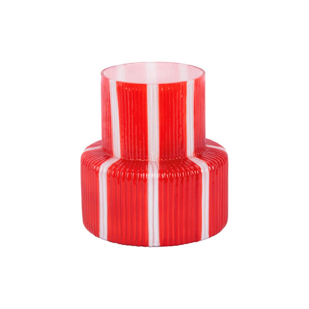 Vase Rayado Retro Wide Bright Scarlet Red