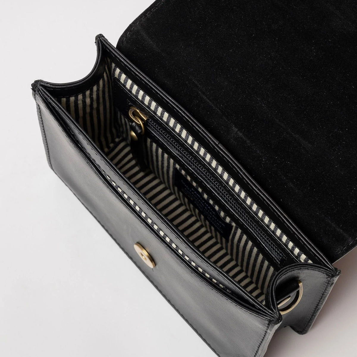 Mini sac Audrey classique noir (bandoulière tissée/bandoulière en cuir)