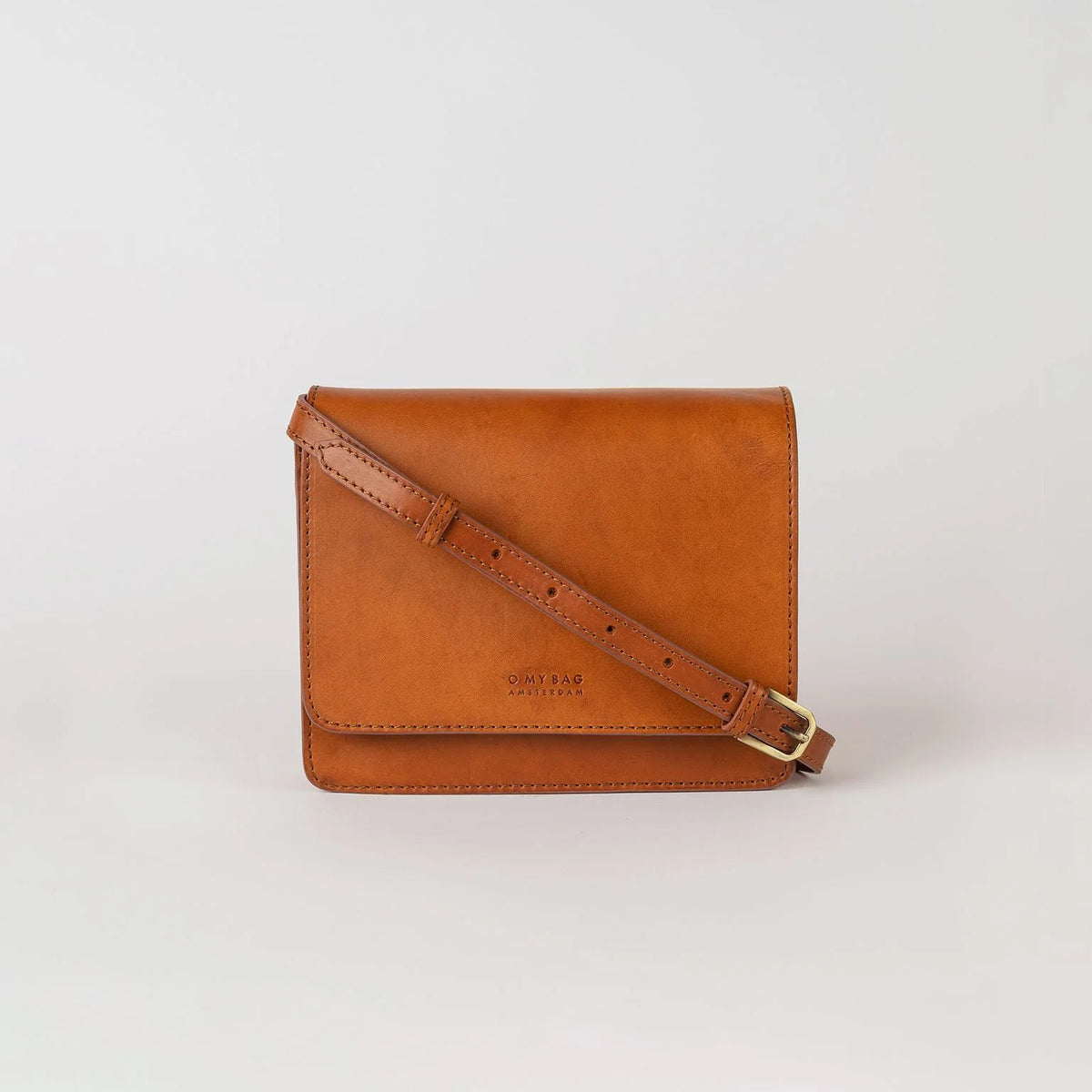 Bolso Mini Audrey Clásico Coñac (Correa Tejida/ Correa de Piel)