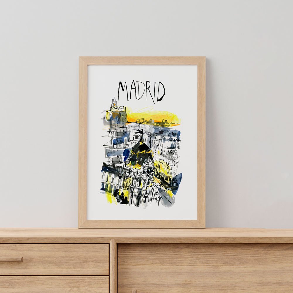 Madrid Gran Vía Atardecer Letras Impresión Giclée